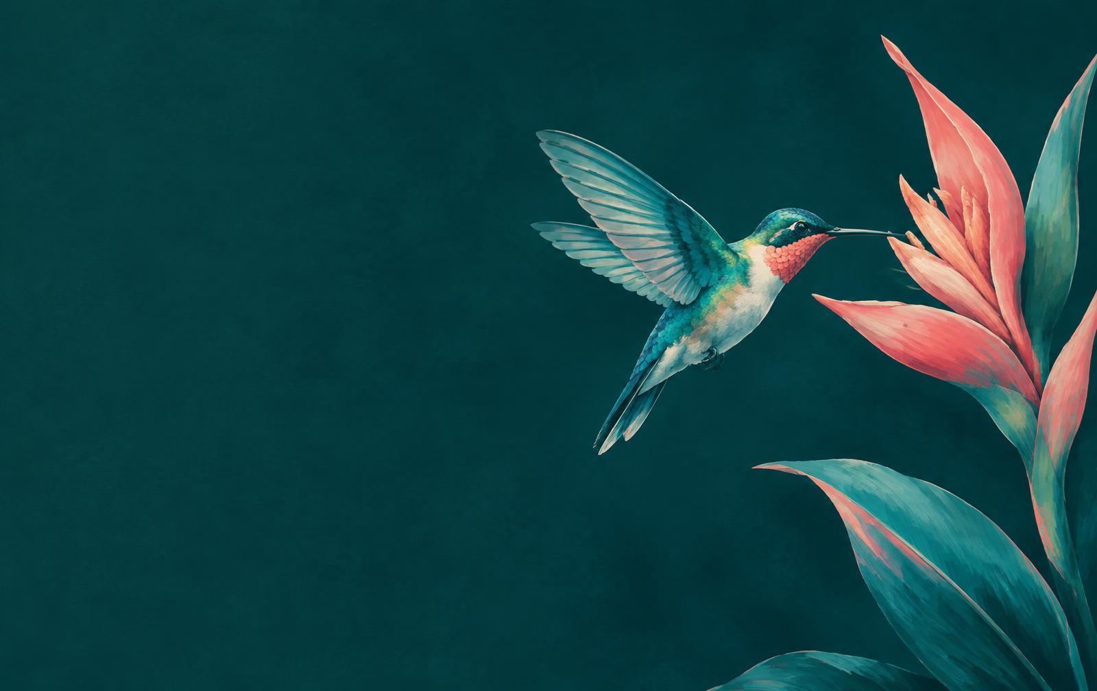 Colibri en vol devant une fleur